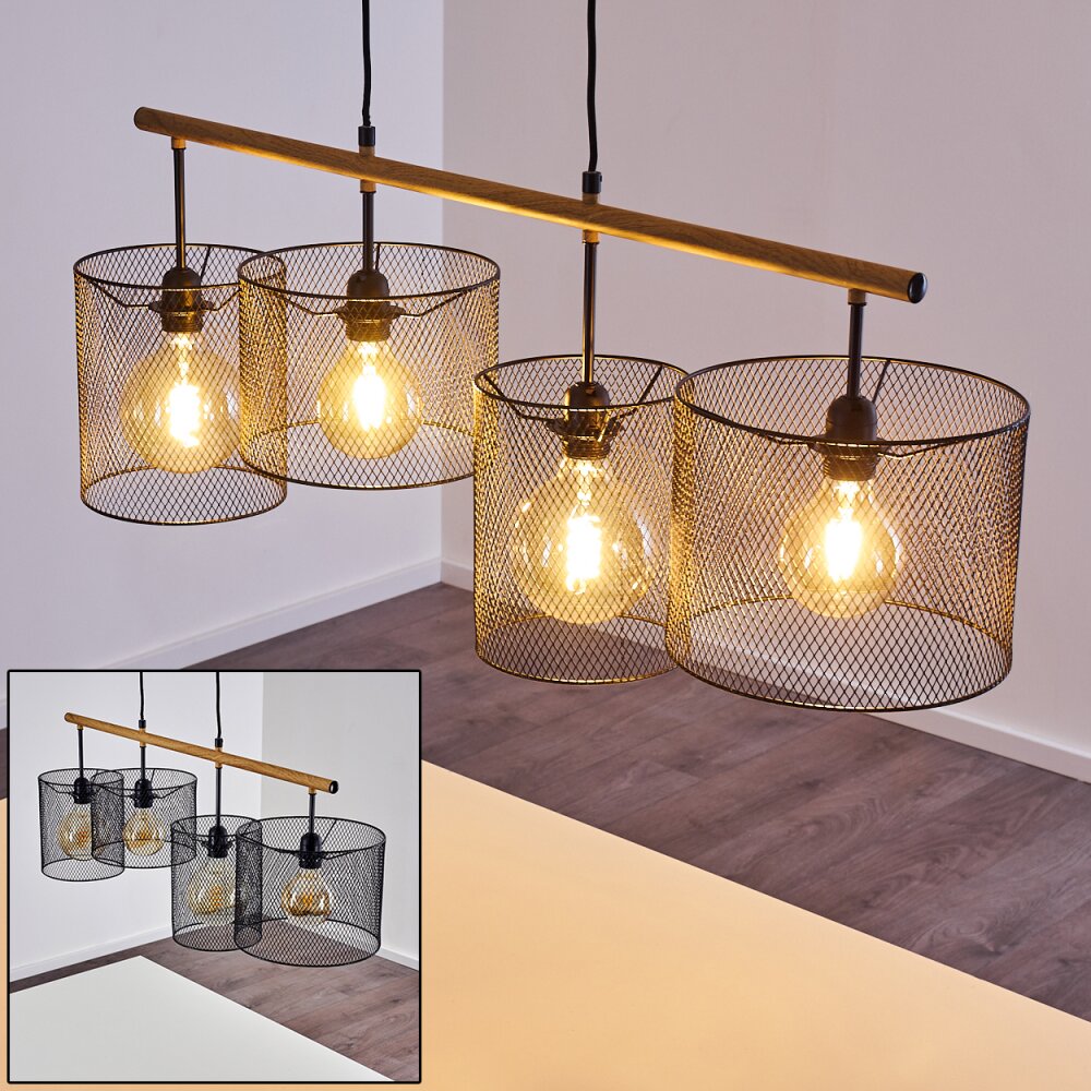Suspension Manose Bois foncé, Noir, 4 lumières main product photo