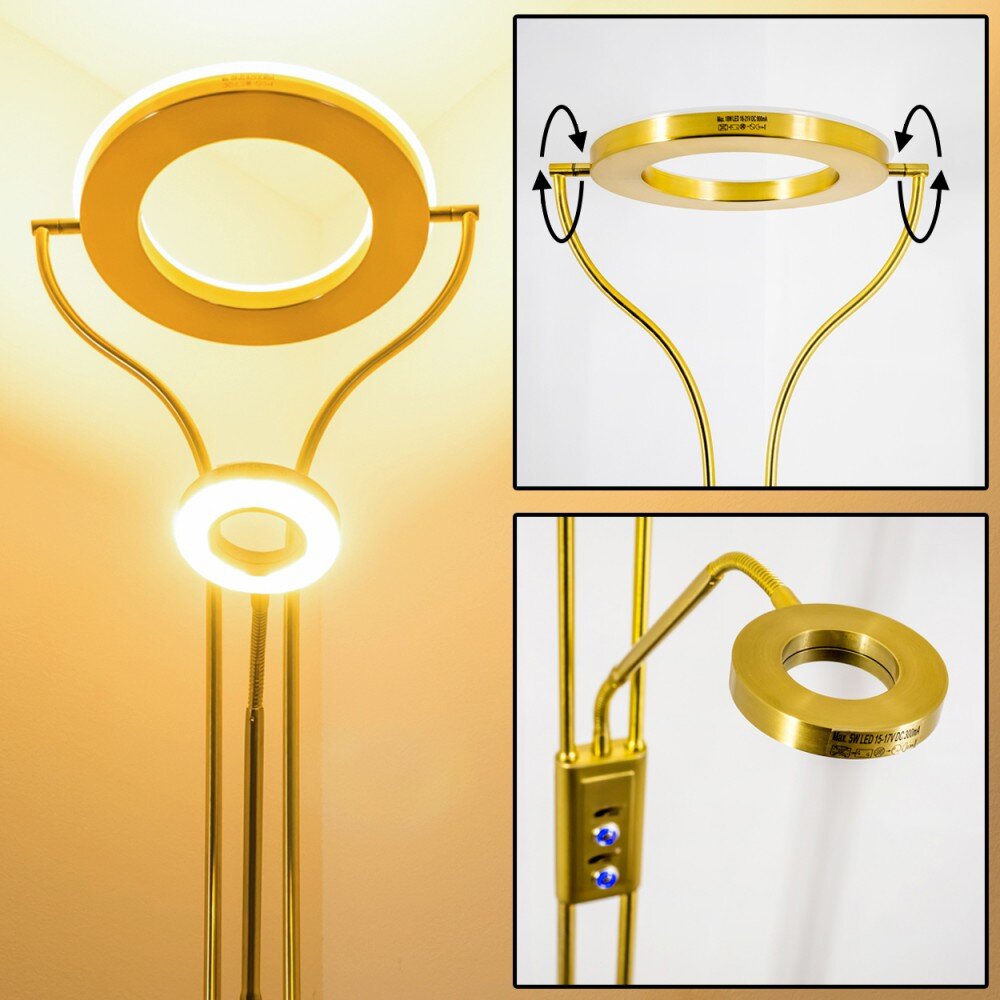 Lampadaire à vasque Donna LED Laiton, 2 lumières main product photo