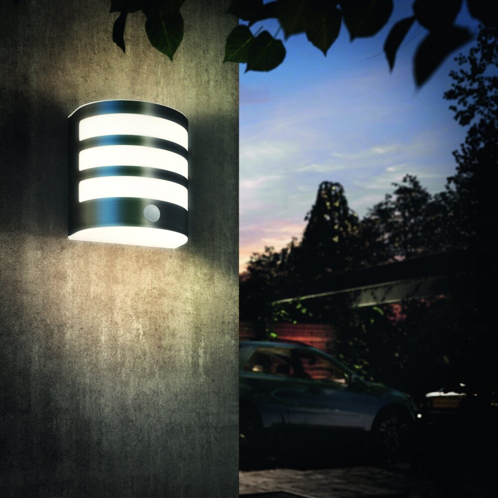Applique murale d'extérieur Philips Calgary LED Acier inoxydable, 1 lumière, Détecteur de mouvement main product photo