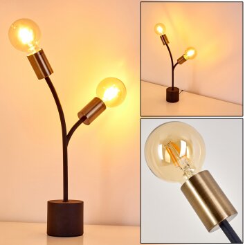 Lampe à poser Duvin Noir doré, 2 lumières