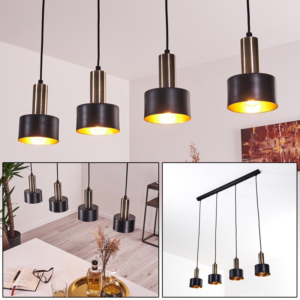 Suspension Pretoria LED Laiton, Noir, 4 lumières main product photo