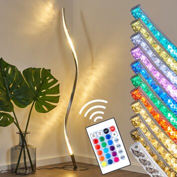 Lampadaire Saginaw LED Nickel mat, 1 lumière, Télécommandes, Changeur de couleurs