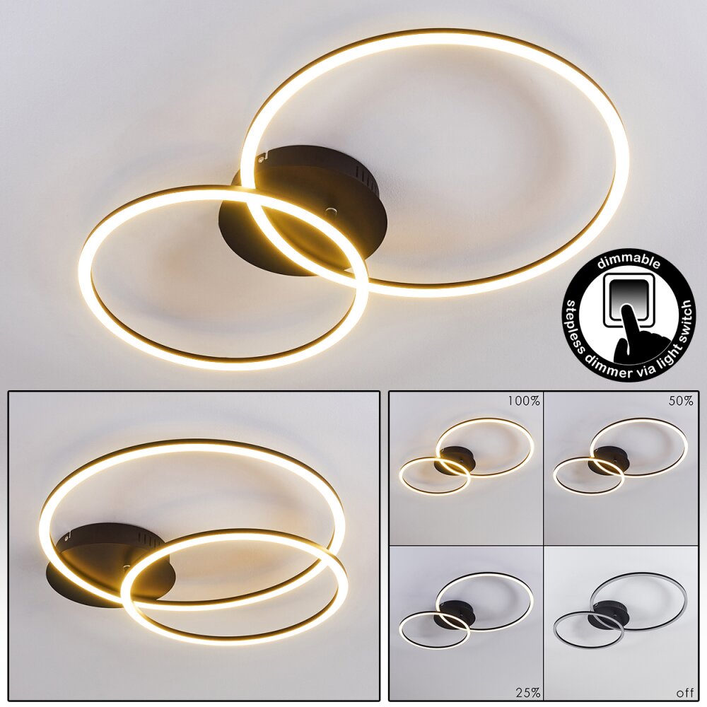 Plafonnier Johsa LED Noir, 2 lumières main product photo