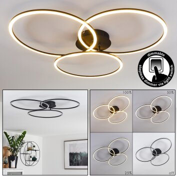 Plafonnier Johsa LED Noir, 3 lumières