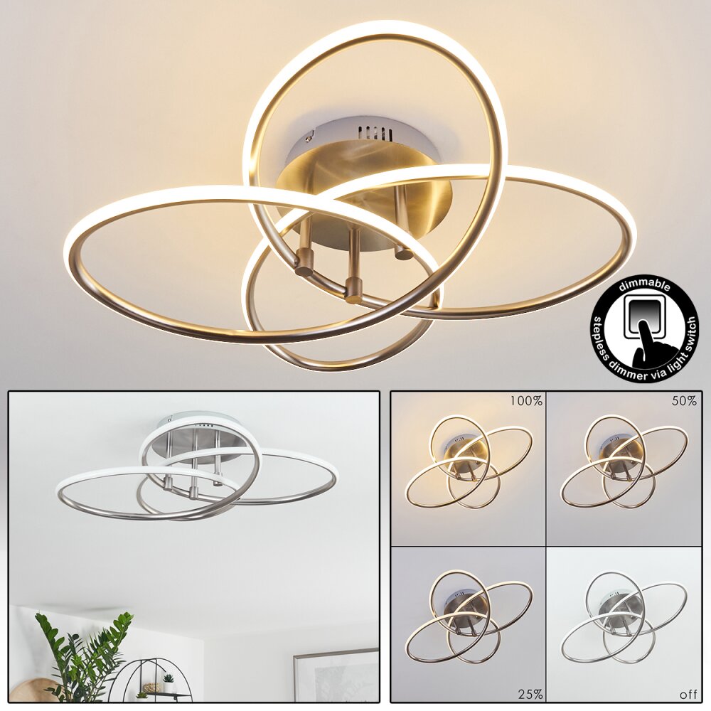 Plafonnier Sucre LED Acier brossé, 4 lumières main product photo