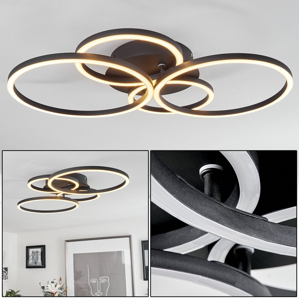 Plafonnier Malanje LED Noir, 4 lumières main product photo