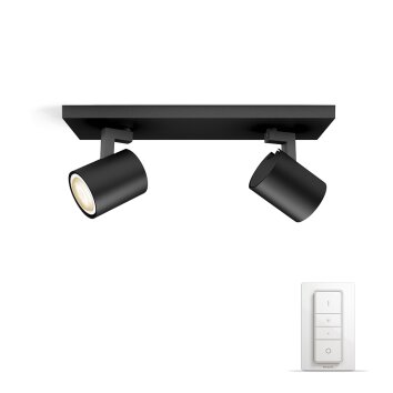 Spot de plafond, kit de base Philips Hue Ambiance White Runner Noir, 2 lumières, Télécommandes