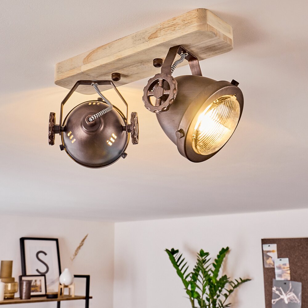 Plafonnier Herford Bois clair, Cuivre, 2 lumières main product photo