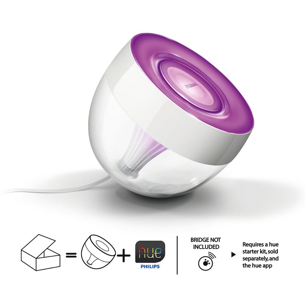 Lampe de table, kit d'extension Philips Hue Ambiance White & Color Iris LED Transparent, Blanc, 1 lumière, Changeur de couleurs main product photo