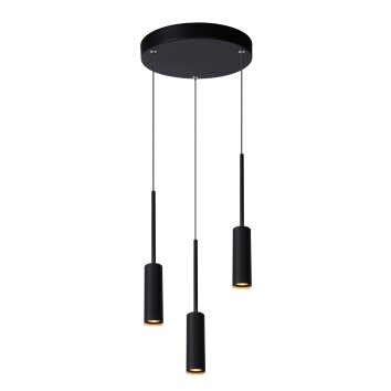 Suspension Lucide TUBULE LED Noir, 3 lumières