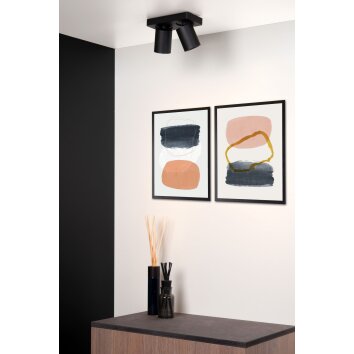 Spot de plafond Lucide NIGEL LED Noir, 2 lumières