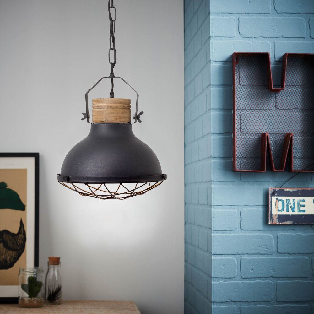 Suspension Brilliant Emma Bois clair, Noir, 1 lumière main product photo