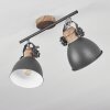 Plafonnier Banjul Gris, Bois clair, 2 lumières