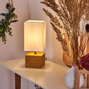 Lampe de table moderne, petite lampe de chevet avec bois et métal