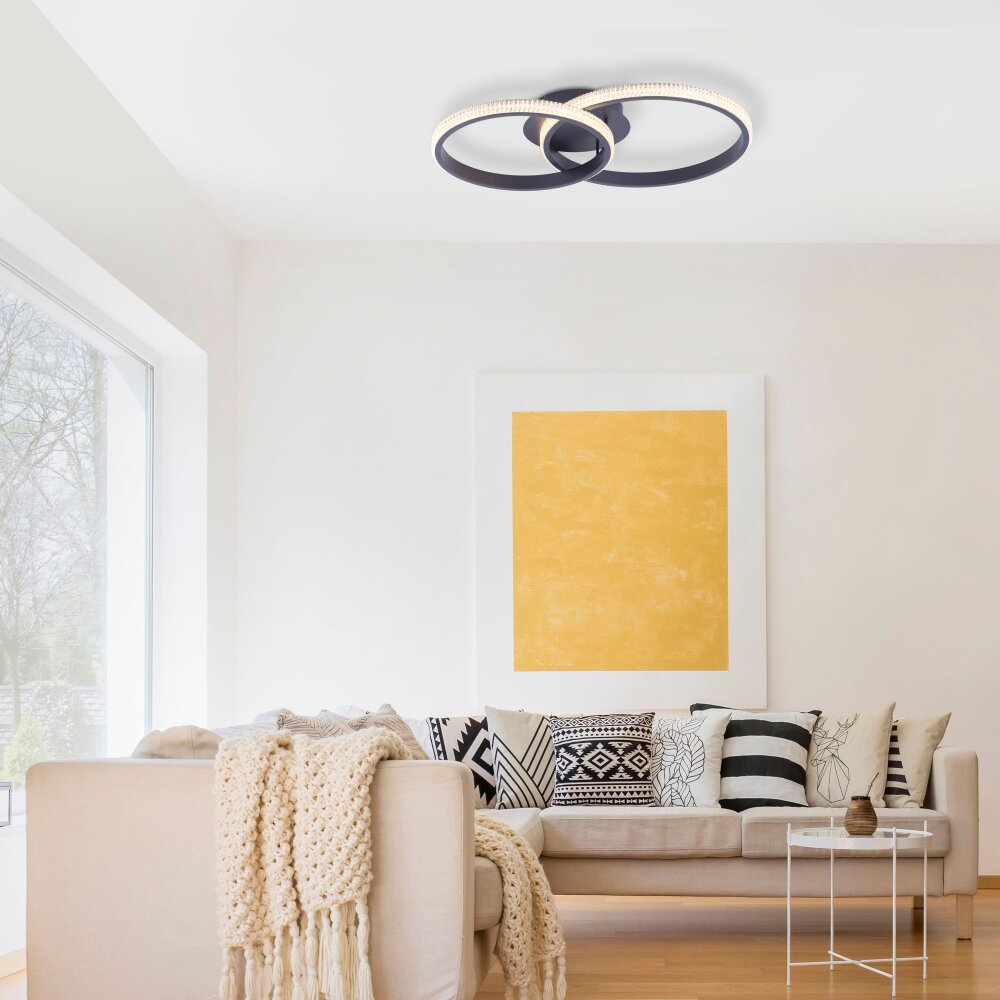 Plafonnier Leuchten-Direkt MUSA LED Noir, 2 lumières main product photo