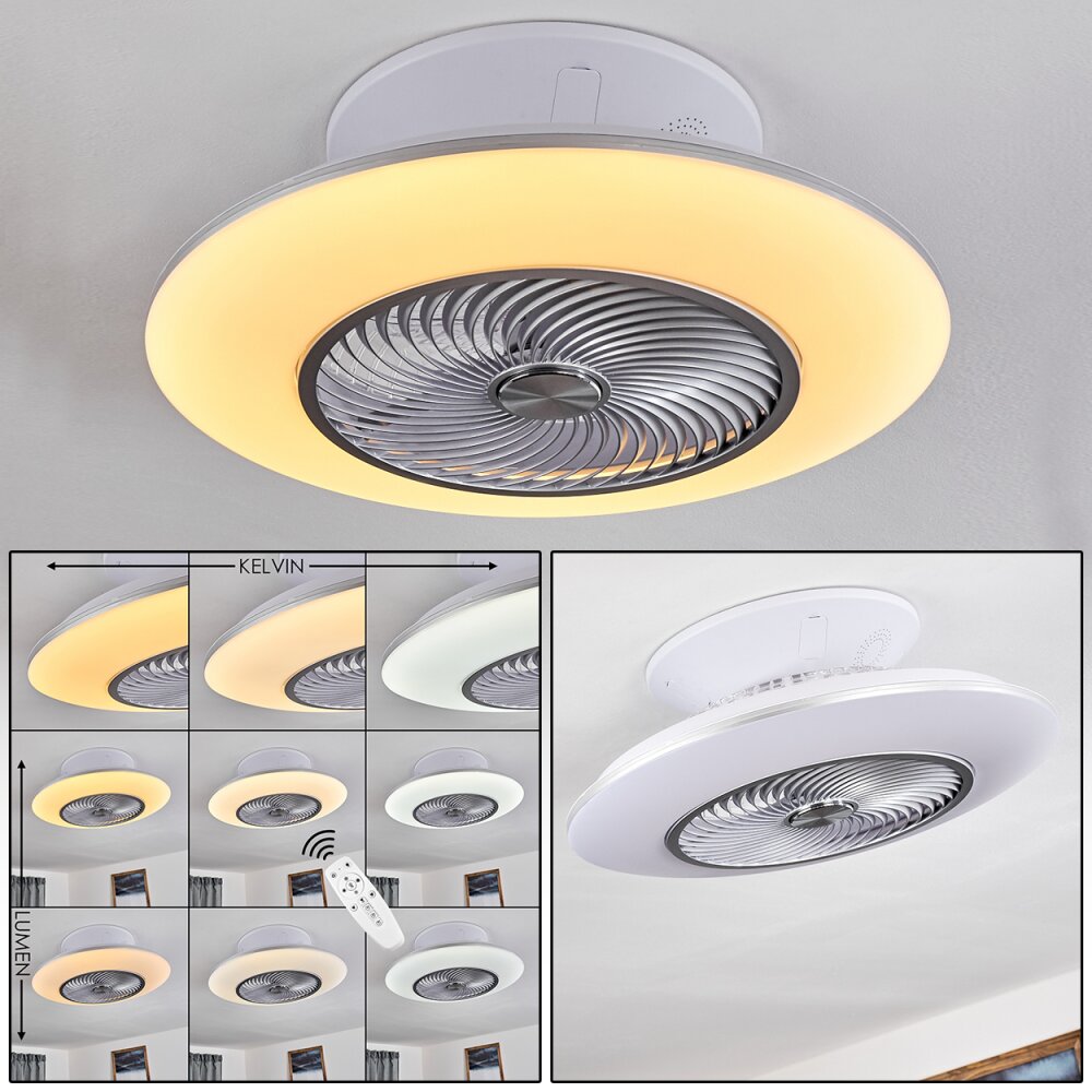 Ventilateur de plafond Nagoya LED Blanc, 1 lumière, Télécommandes main product photo