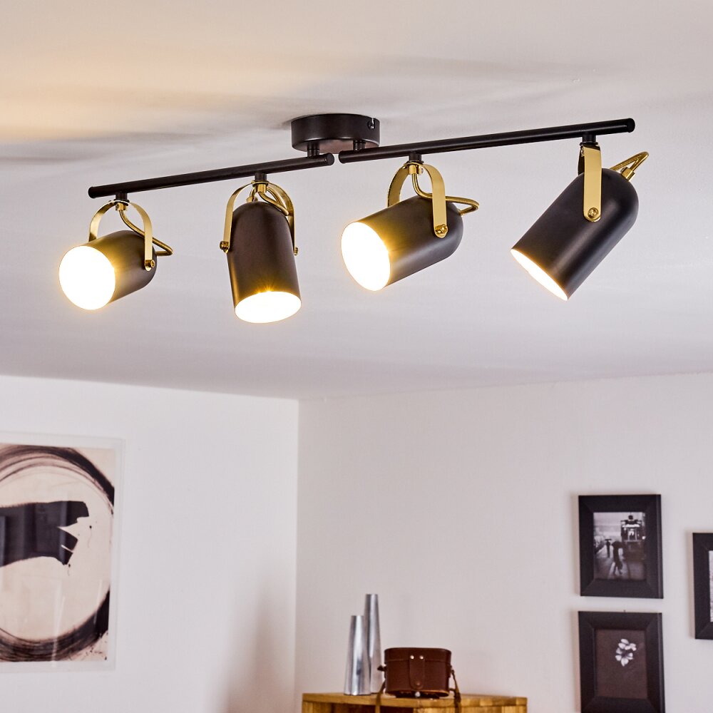 Plafonnier Rialey Laiton, Noir, 4 lumières main product photo