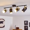 Plafonnier Rialey Laiton, Noir, 4 lumières