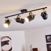 Plafonnier Rialey Laiton, Noir, 4 lumières