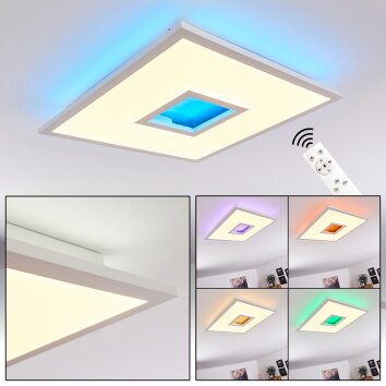 Plafonnier Turbalá LED Blanc, 2 lumières, Télécommandes, Changeur de couleurs