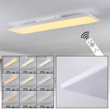 Plafonnier Salamo LED Blanc, 1 lumière, Télécommandes