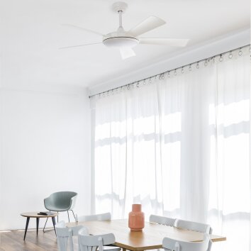 Ventilateur de plafond Faro Barcelona Saona LED Blanc, 1 lumière, Télécommandes