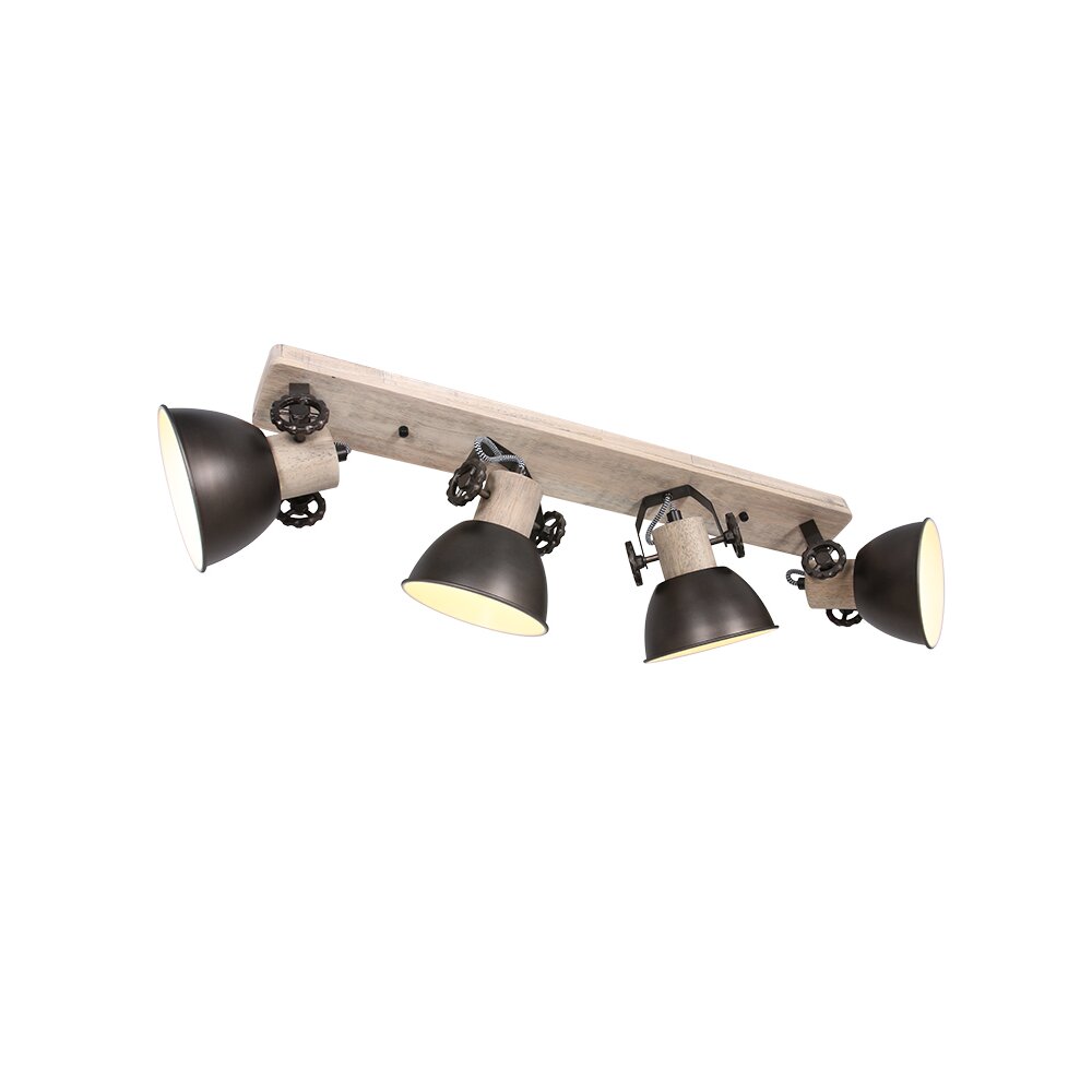 Spot de plafond Steinhauer Gearwood Anthracite, Bois foncé, 4 lumières main product photo