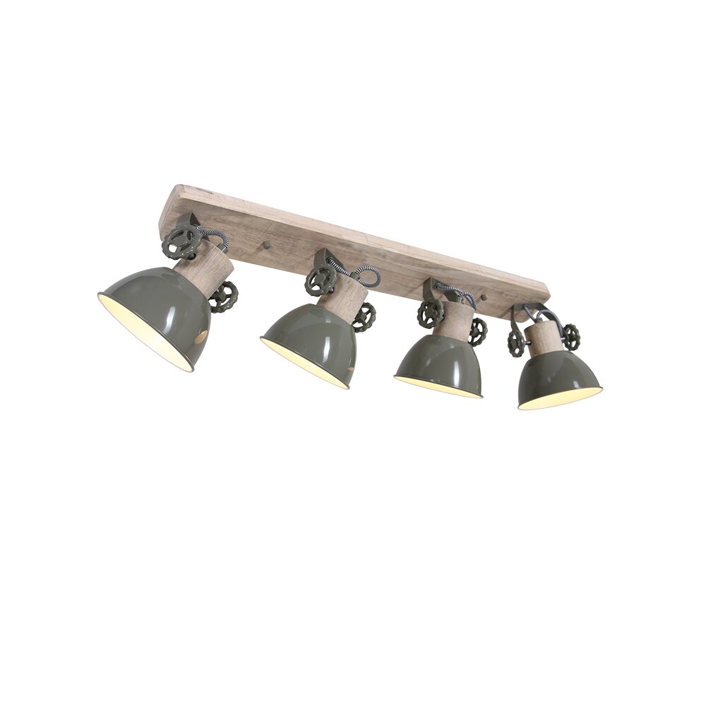 Spot de plafond Steinhauer Gearwood Vert, Bois foncé, 4 lumières main product photo