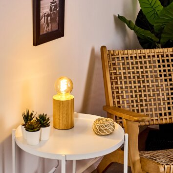 Lampe de table Castellar Bois clair, 1 lumière