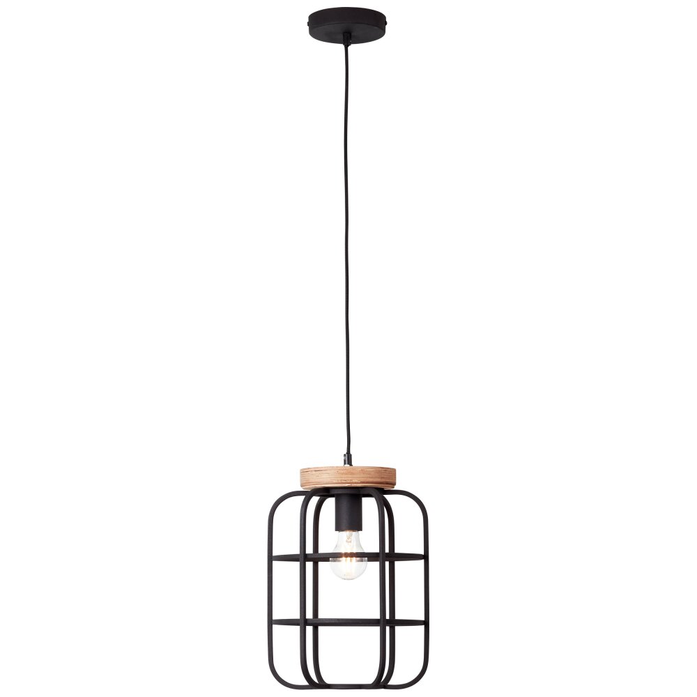 Suspension Brilliant Gwen Bois clair, Noir, 1 lumière main product photo