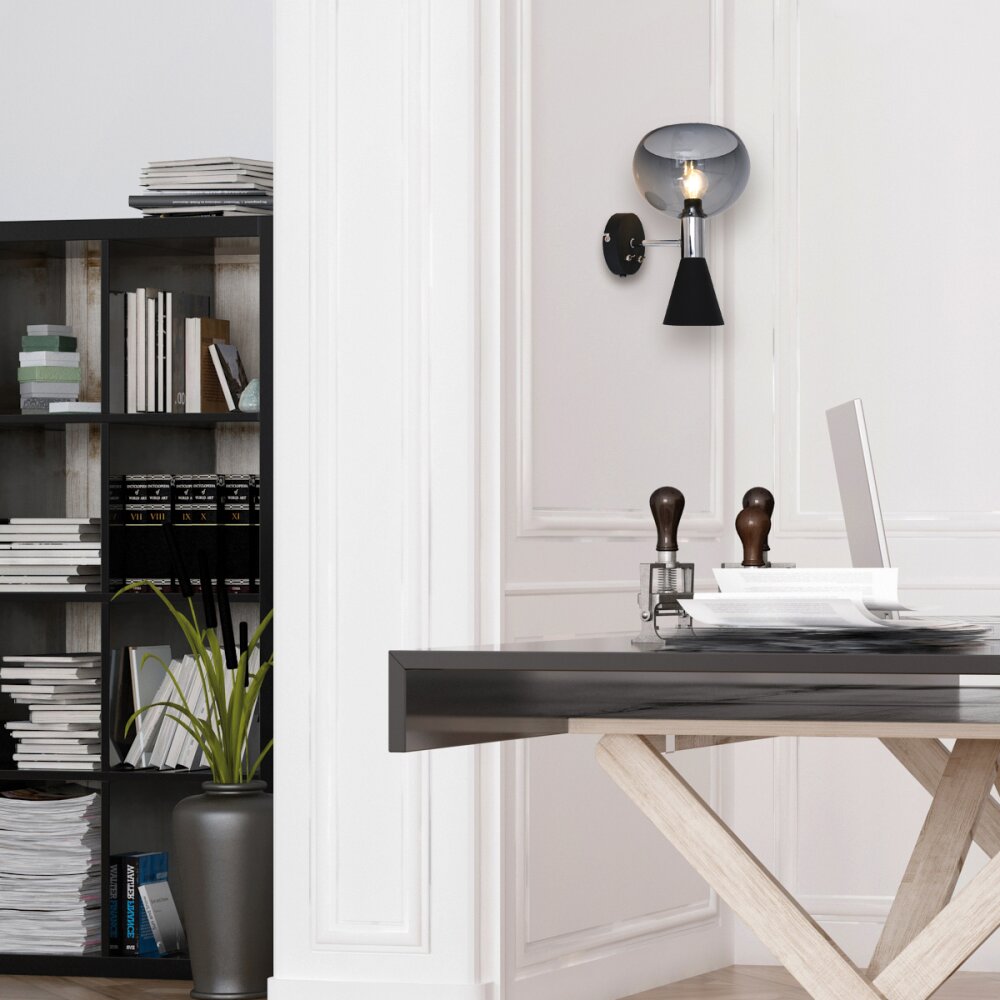 Applique murale Steinhauer Anne Fastlåst Noir, 2 lumières main product photo