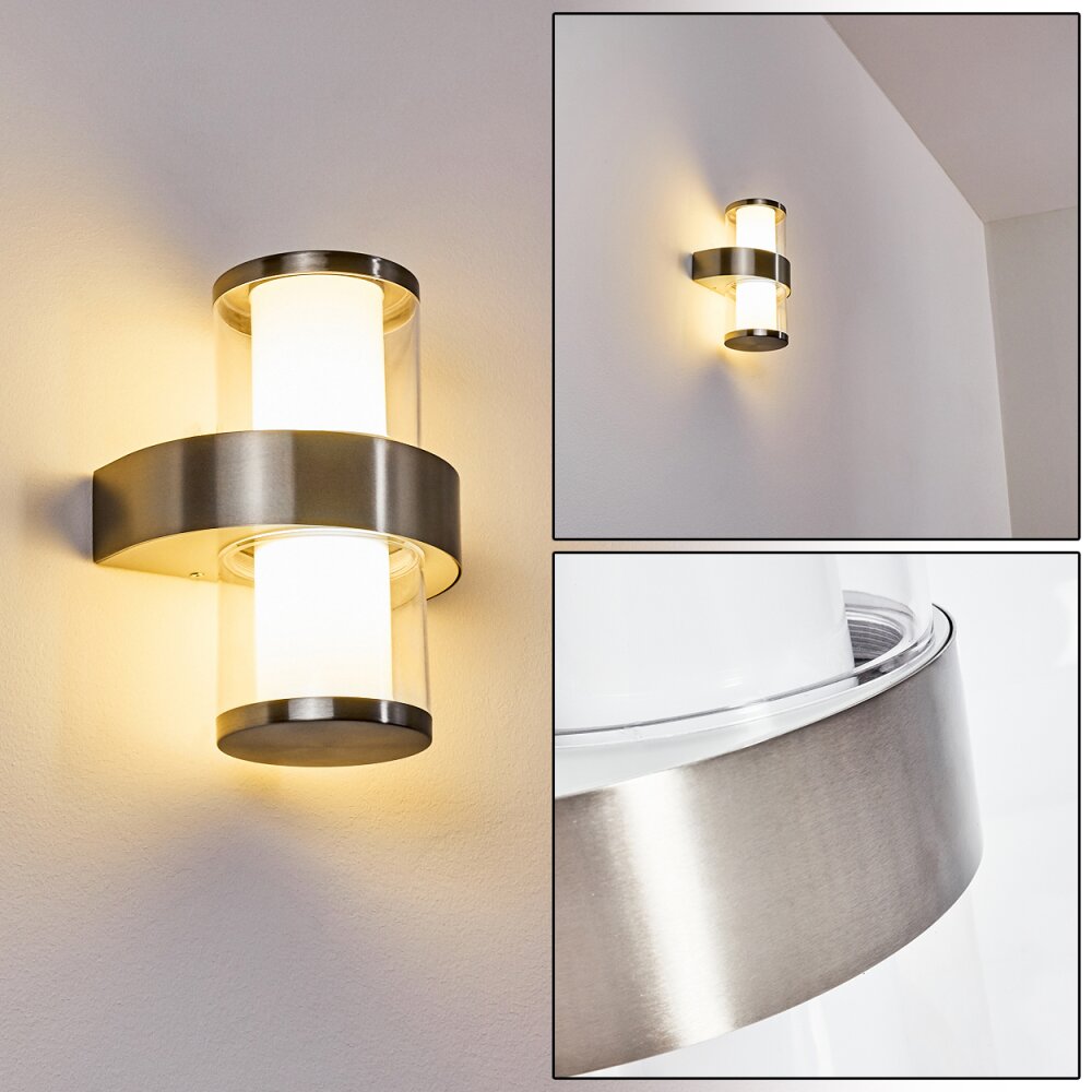 Applique murale d'extérieur Parawa LED Nickel mat, 2 lumières main product photo