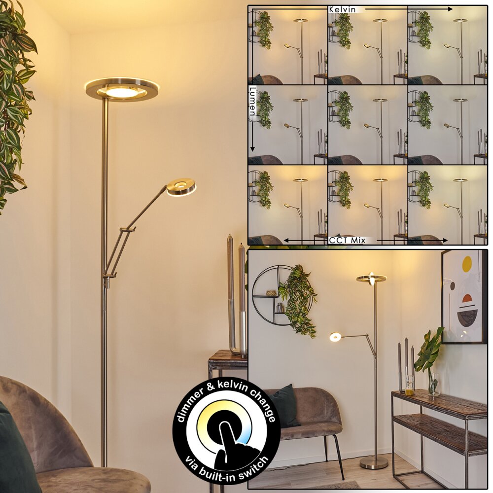 Lampadaire Rabeja LED Nickel mat, 2 lumières main product photo