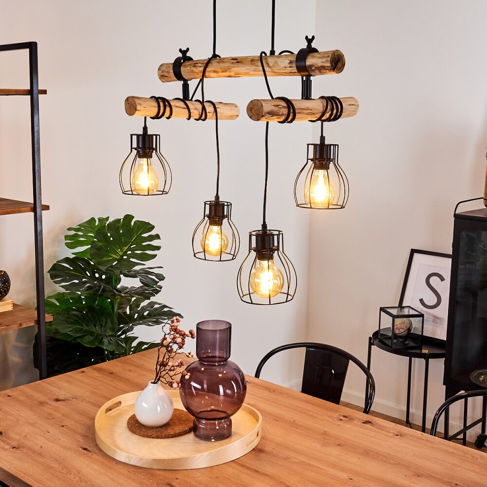 Suspension Gondo Bois foncé, Noir, 4 lumières main product photo