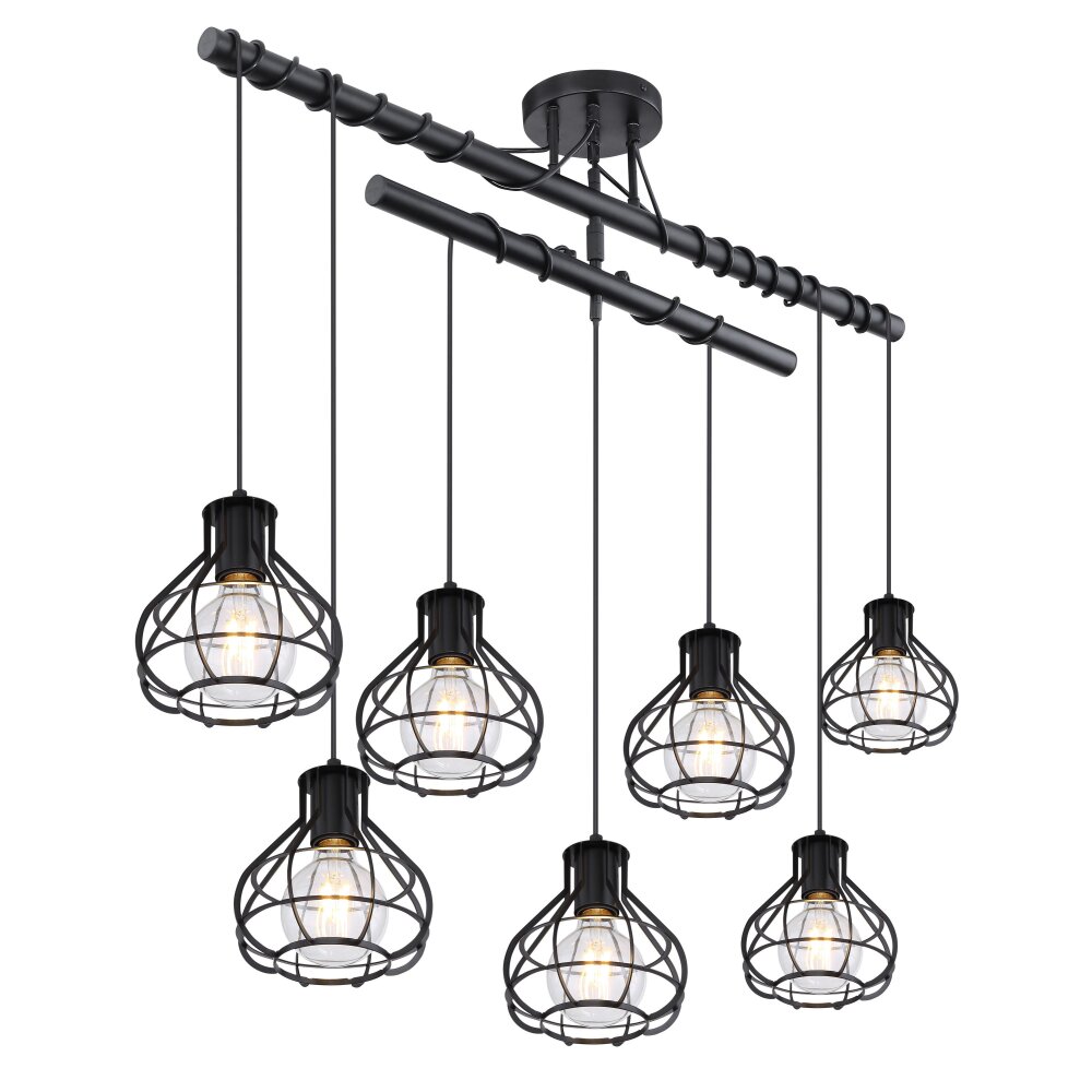 Plafonnier Globo CLASTRA Noir, 7 lumières main product photo