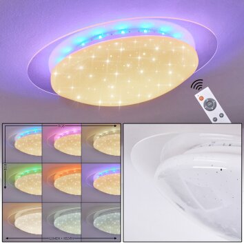 Plafonnier Cure LED Blanc, 1 lumière, Télécommandes, Changeur de couleurs