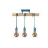 Suspension Lucide POLA Bleu, Bois clair, 3 lumières