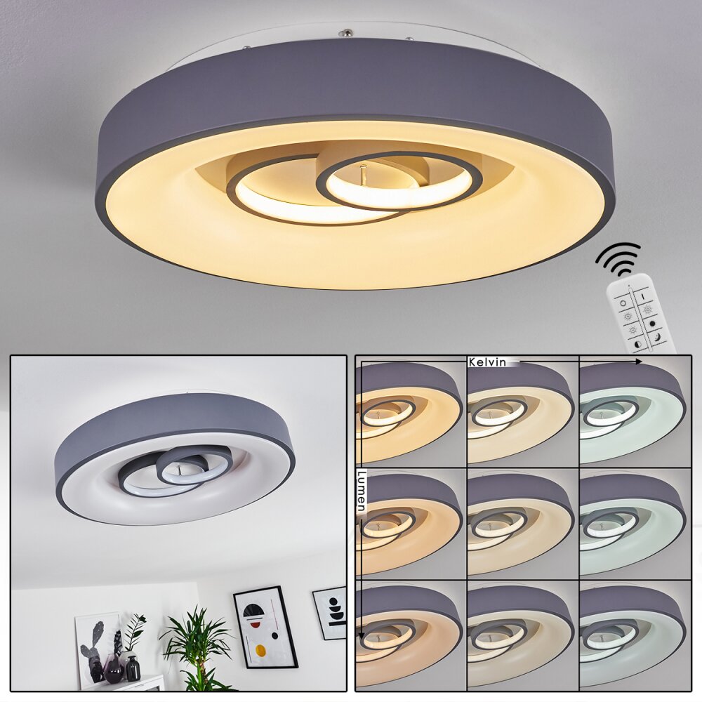 Plafonnier Gabbiana LED Gris, Blanc, 1 lumière, Télécommandes main product photo