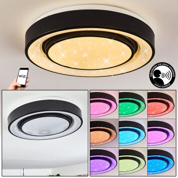 Plafonnier Grimacco LED Noir, 1 lumière, Changeur de couleurs