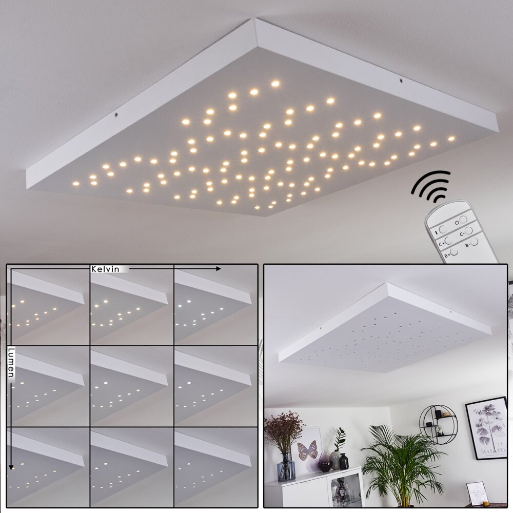 Plafonnier Cetara LED Gris, 1 lumière, Télécommandes, Changeur de couleurs main product photo