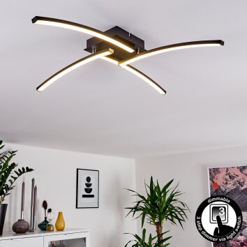Plafonnier Aringa LED Noir, 1 lumière