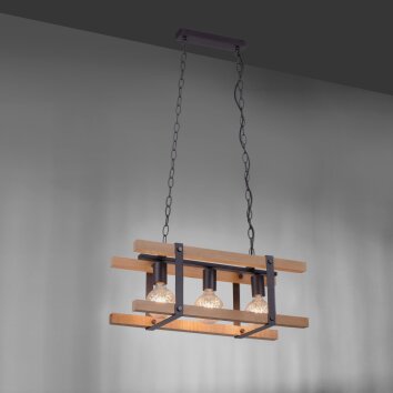 Suspension Leuchten Direkt EDITH Bois clair, 3 lumières