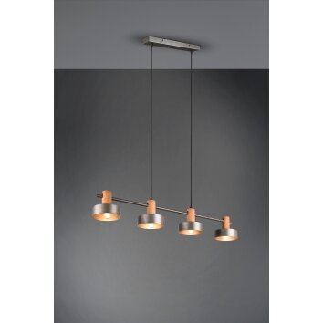 Suspension Trio Gaya Brun foncé, Nickel mat, 4 lumières