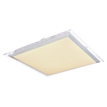 Plafonnier Globo RENA LED Nickel mat, Blanc, 1 lumière, Télécommandes, Changeur de couleurs