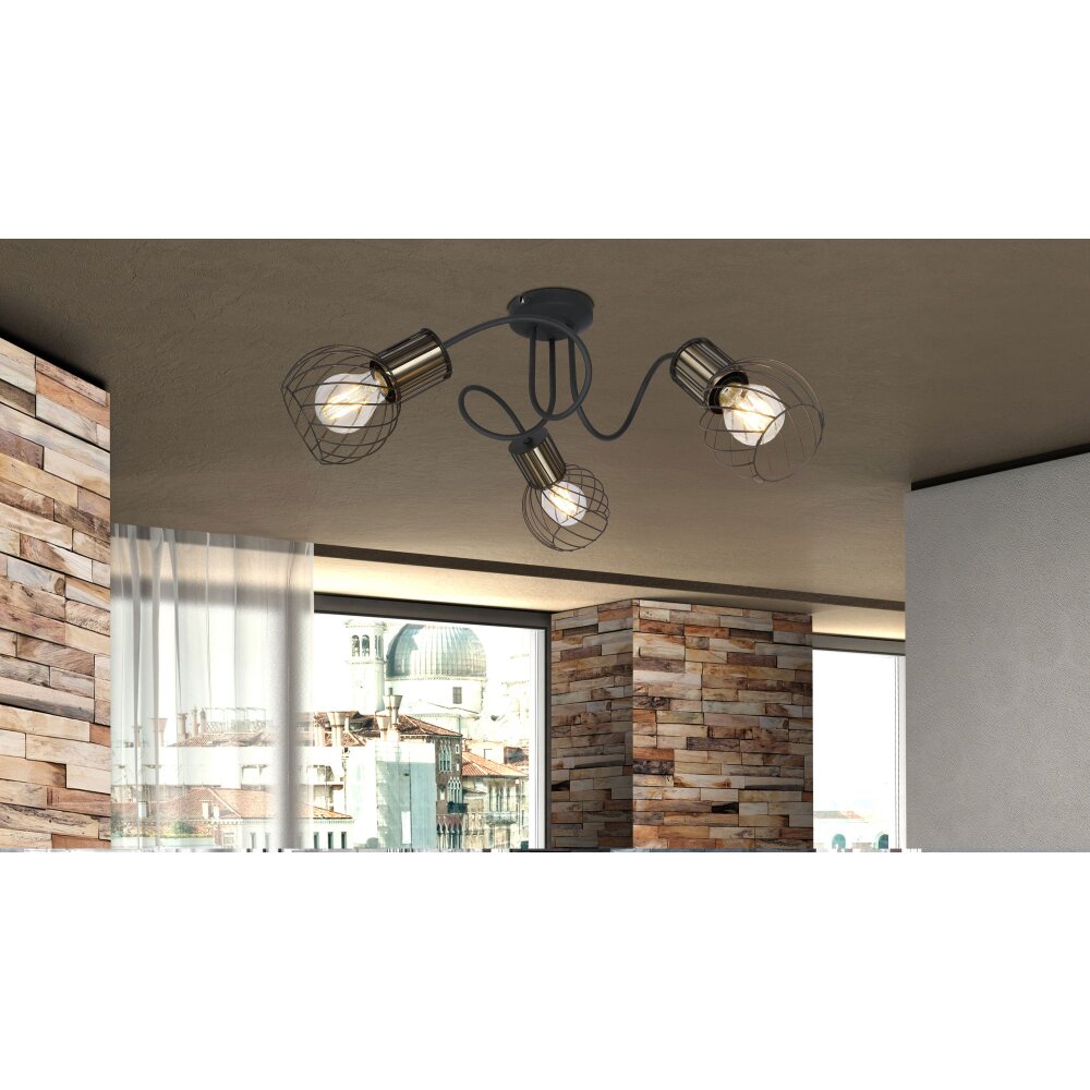 Plafonnier Globo ARGUSTO Noir, 3 lumières main product photo
