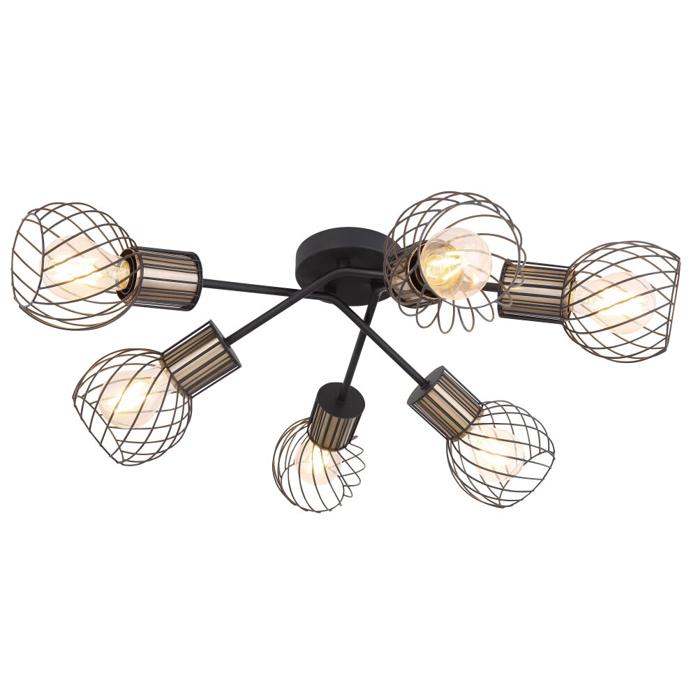 Plafonnier Globo ARGUSTO Noir, 6 lumières main product photo