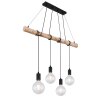 Suspension Globo AUSTON Bois clair, Noir, 4 lumières