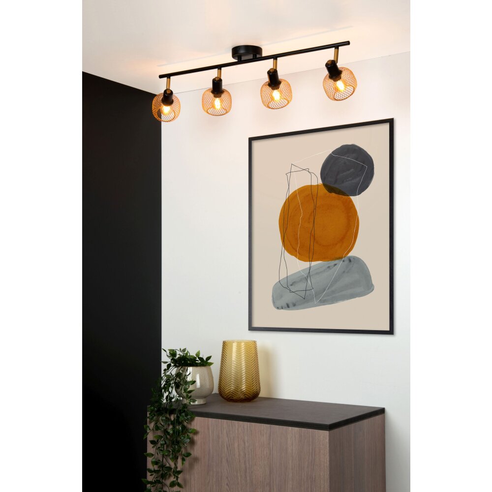Plafonnier Lucide MAREN Or, Laiton, Noir, 4 lumières main product photo