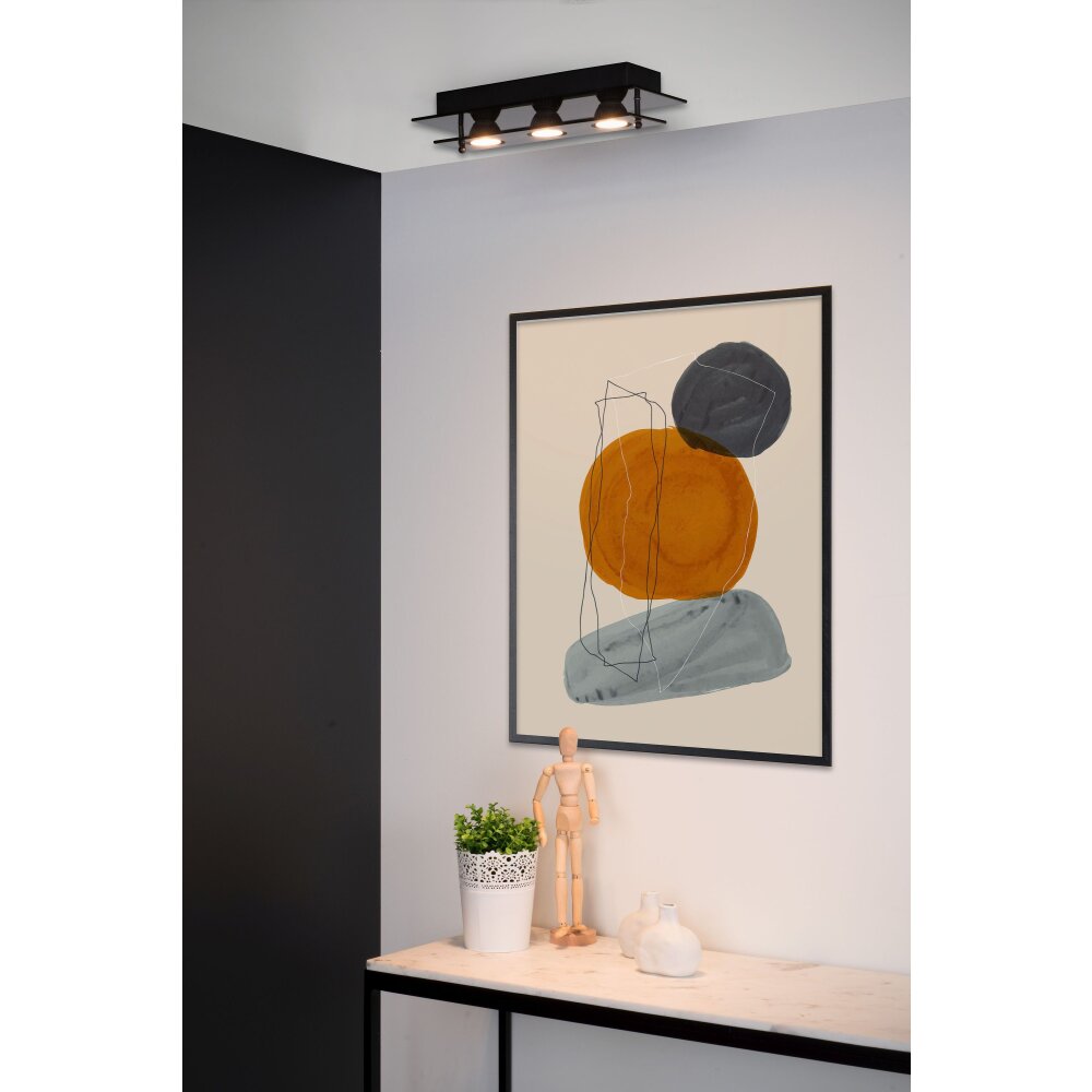 Plafonnier Lucide OKNO Noir, 3 lumières main product photo