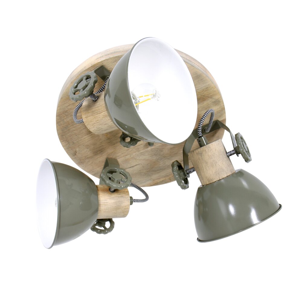 Plafonnier Steinhauer Gearwood Brun, Vert, 3 lumières main product photo